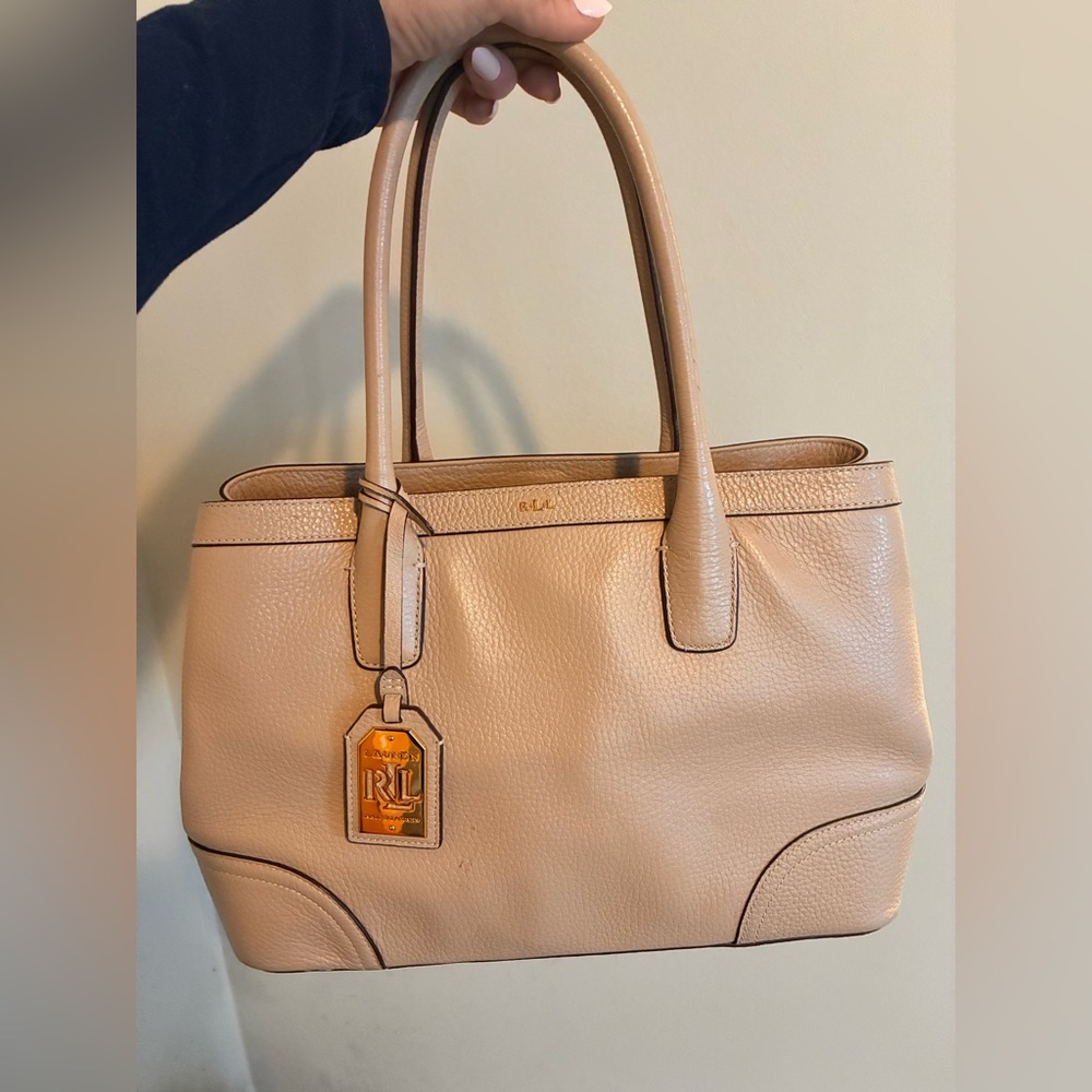 Lauren by Ralph Lauren Tan Leather Tote Bag